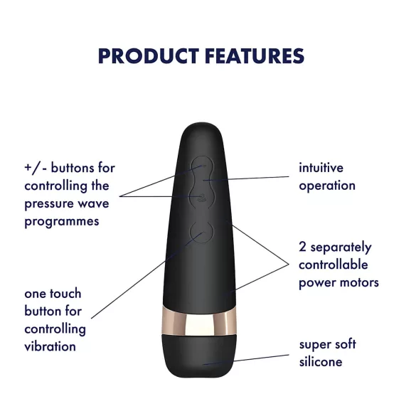 Satisfyer Pro 3+ - klitorisstimulator vibrator - vattentät uppladdningsbar svart