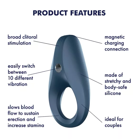 Satisfyer Rocket Ring - penisring med vibration - vattentät - blå