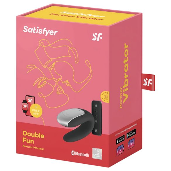 Satisfyer Double Fun - parvibrator med appstyrning - vattentät - svart