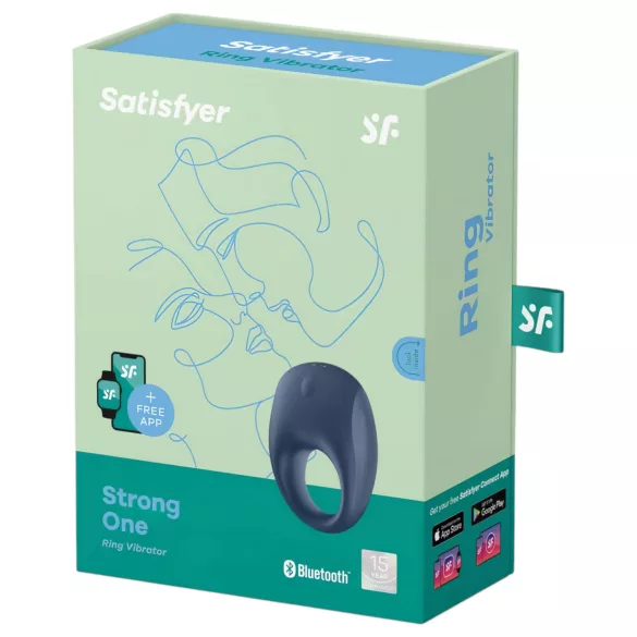 Satisfyer Strong One - App‑styrd vibrerande penisring för män (blå)