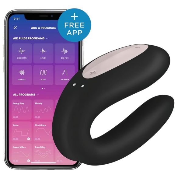 Satisfyer Double Joy - smart vattentät parvibrator (svart)