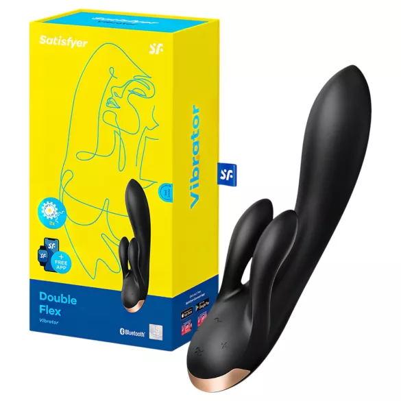 Satisfyer Double Flex - App‑styrd vibrator med klitorisarm (svart)