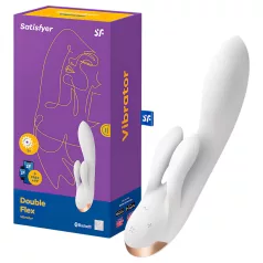   Satisfyer Double Flex - App‑styrd vibrator med klitorisstimulator (vit)