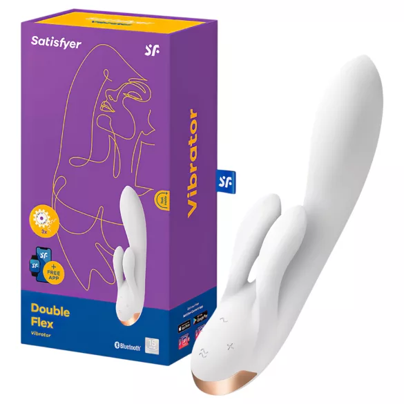 Satisfyer Double Flex - App‑styrd vibrator med klitorisstimulator (vit)