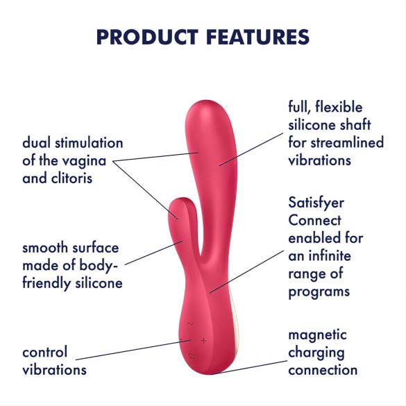 Satisfyer Mono Flex - vibrator med appstyrning - vattentät - röd