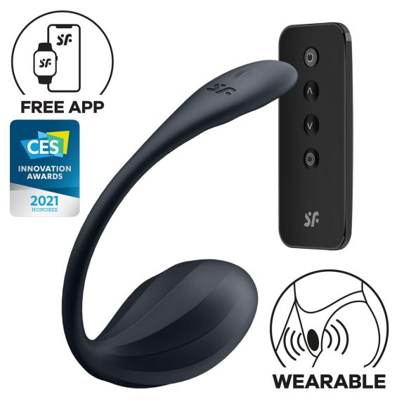 Satisfyer Ribbed Petal - radiostyrd vibrerande ägg (svart)