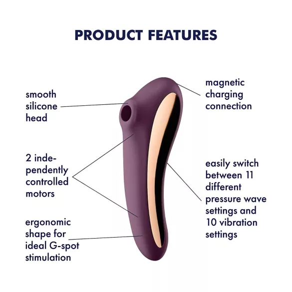 Satisfyer Dual Kiss - vibrator för klitoris och vagina - 2-i-1 - lila