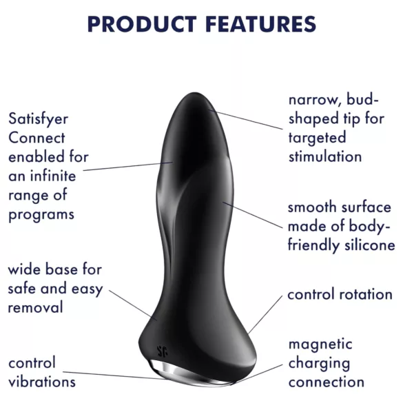 Satisfyer - analplugg med kulor - vibrator - svart