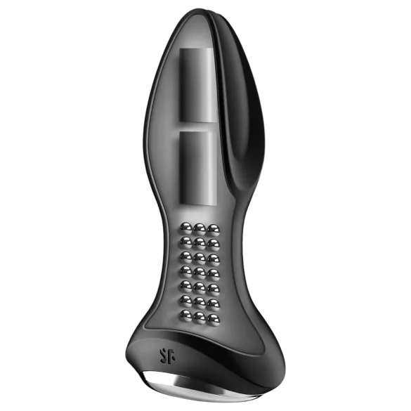Satisfyer - roterande analplugg med pärlor - svart