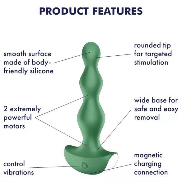 Satisfyer Lolli-Plug 2 - analvibrator uppladdningsbar vattentät silikon grön