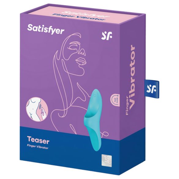 Satisfyer - fingervibrator - uppladdningsbar, vattentät - turkos