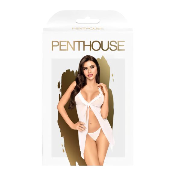Penthouse After Sunset - babydoll och stringtrosor - transparent - vit - L/XL