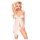Penthouse Sweet Beast - Rosblommigt babydoll-set (vit)