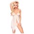 Penthouse Sweet Beast - Rosblommigt babydoll-set (vit) - M/L