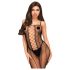 Penthouse Drop-Dead - Öppen svart catsuit med nät och ränder