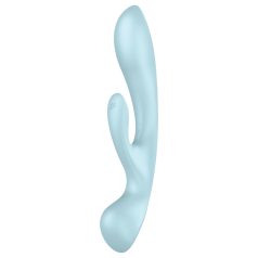   Satisfyer Triple Oh - rabbitvibrator med klitorisstimulans - uppladdningsbar blå