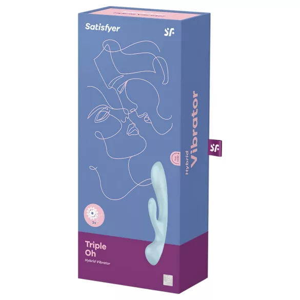 Satisfyer Triple Oh - laddningsbar vibrator med klitorisstimulerande arm (blå)