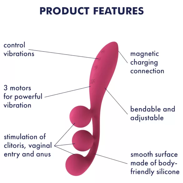Satisfyer Tri Ball 1 - uppladdningsbar multifunktionsvibrator - röd