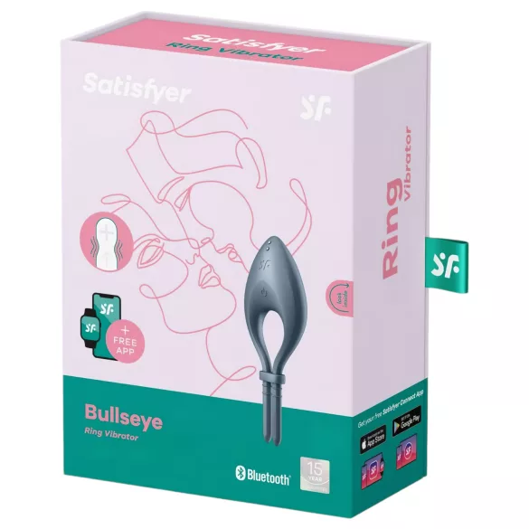 Satisfyer Bullseye - App‑styrd vibrerande penisering för män (grå)