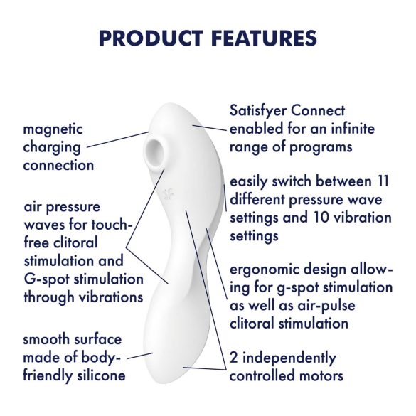 Satisfyer Curvy Trinity 5+ - vibrator och lufttrycksvibrator - vit