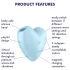 Satisfyer Cutie Heart - lufttrycksvibrator för klitoris - uppladdningsbar - blå
