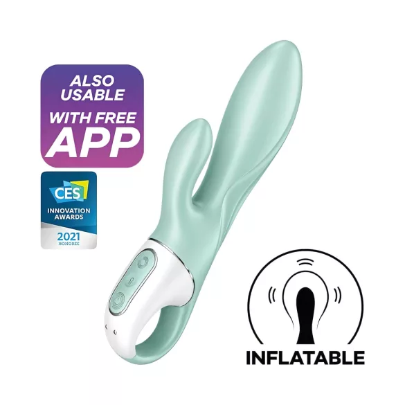 Satisfyer Air Pump Bunny 5 - Appstyrd uppblåsbar vibrator (mint)
