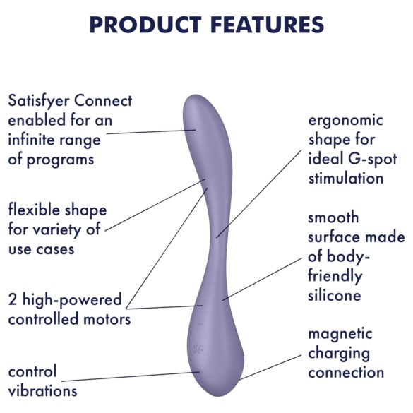 Satisfyer - G-punktsvibrator böjbar - smart funktion - lila