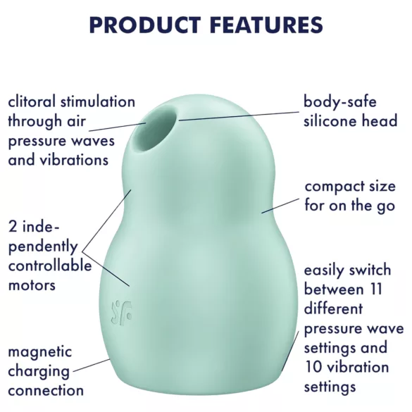 Satisfyer Pro To Go 1 - lufttryck vibrator för klitoris - uppladdningsbar mint