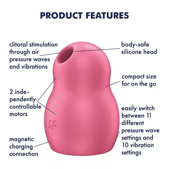 Satisfyer Pro To Go 1 - klitorisstimulator med lufttryck - uppladdningsbar - röd