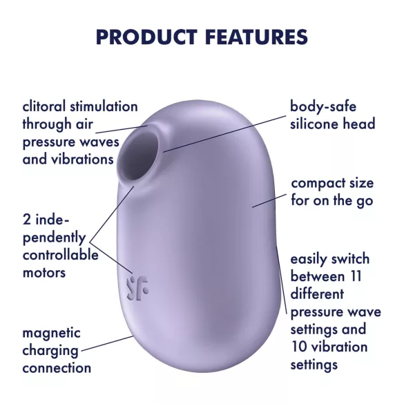 Satisfyer Pro To Go 2 - lufttryck vibrator för klitoris - uppladdningsbar - lila