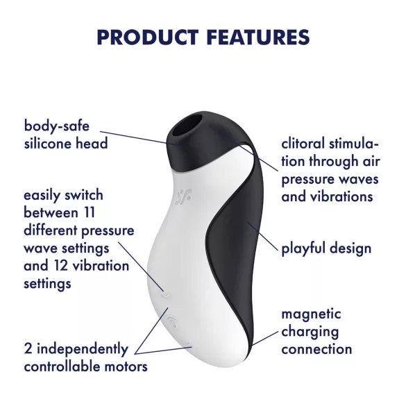 Satisfyer Orca - lufttrycksvibrator för klitoris - vattentät - svart/vit