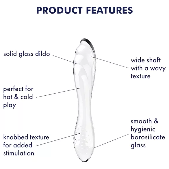 Satisfyer Dazzling Crystal 1 - dubbeländad glasdildo - transparent