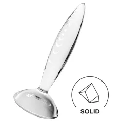   Satisfyer Sparkling Crystal - ribbad dildo i glas - genomskinlig