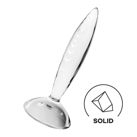 Satisfyer Glittrig Kristall - Räfflad glasdildo (genomskinlig)