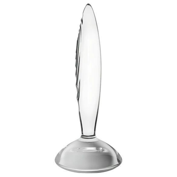 Satisfyer Sparkling Crystal - ribbad dildo i glas - genomskinlig