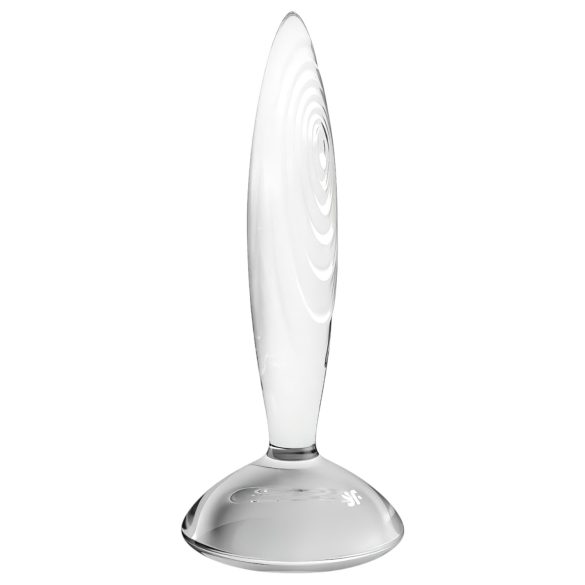 Satisfyer Sparkling Crystal - ribbad dildo i glas - genomskinlig