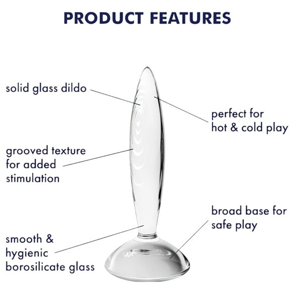 Satisfyer Sparkling Crystal - ribbad dildo i glas - genomskinlig