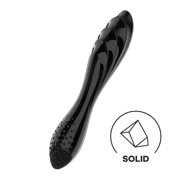 Satisfyer Dazzling Crystal 1 - Dubbel glassdildo (svart)