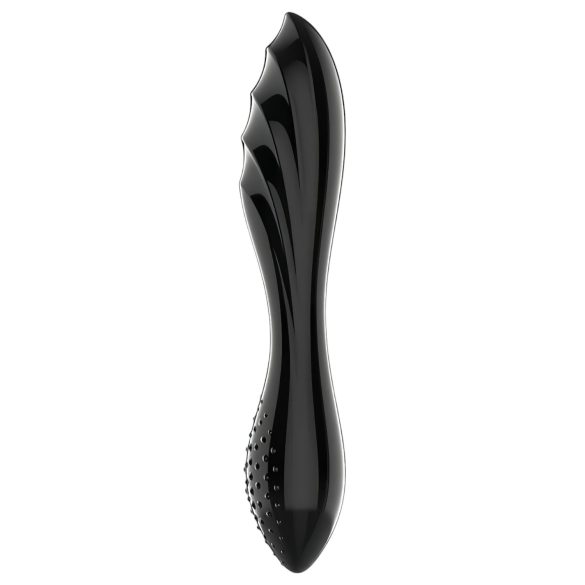 Satisfyer Dazzling Crystal 1 - dubbelsidig glasdildo - svart