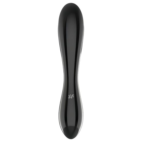 Satisfyer Dazzling Crystal 1 - dubbelsidig glasdildo - svart