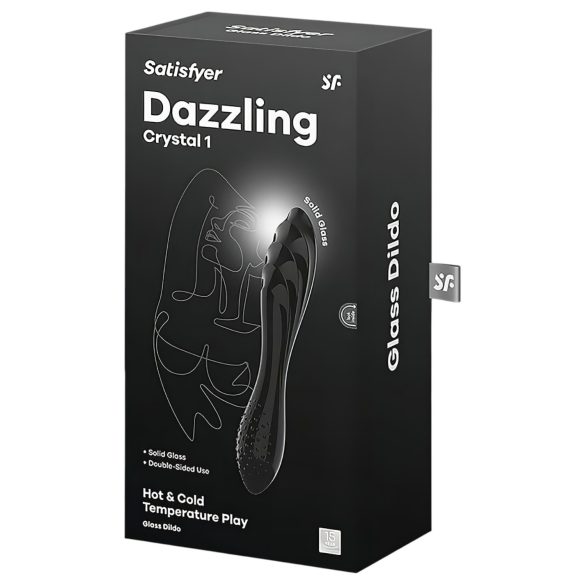 Satisfyer Dazzling Crystal 1 - dubbelsidig glasdildo - svart