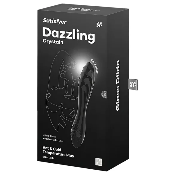 Satisfyer Dazzling Crystal 1 - dubbelsidig glasdildo - svart