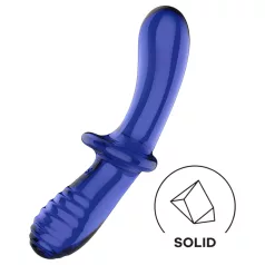 Satisfyer Double Crystal - dubbelsidig glasdildo - blå