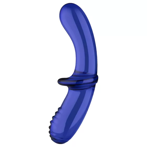 Satisfyer Double Crystal - dubbelsidig glasdildo - blå