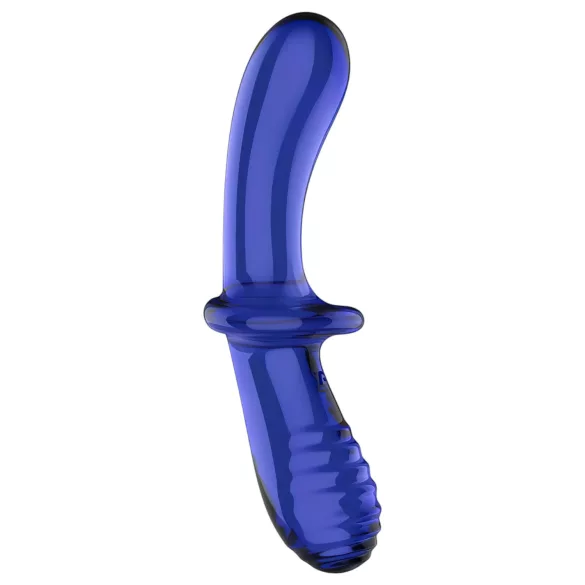 Satisfyer Double Crystal - dubbelsidig glasdildo - blå