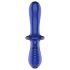 Satisfyer Double Crystal - dubbeländad glasdildo (blå)