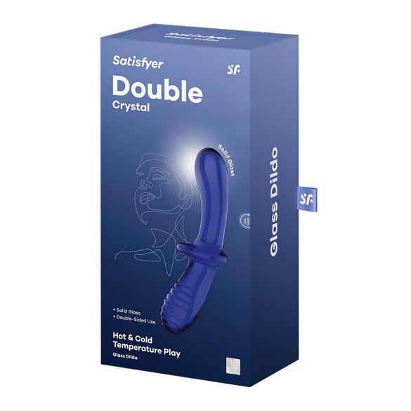 Satisfyer Double Crystal - dubbelsidig glasdildo - blå