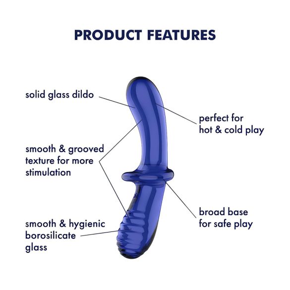 Satisfyer Double Crystal - dubbelsidig glasdildo - blå