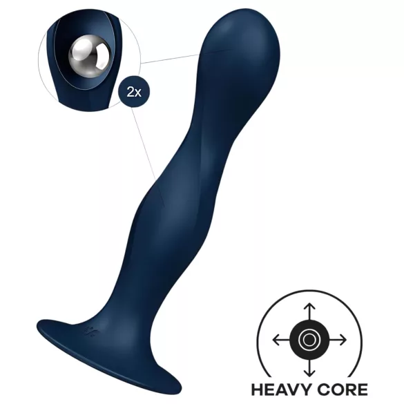 Satisfyer Double Ball-R - viktad dildo - silikon - blå