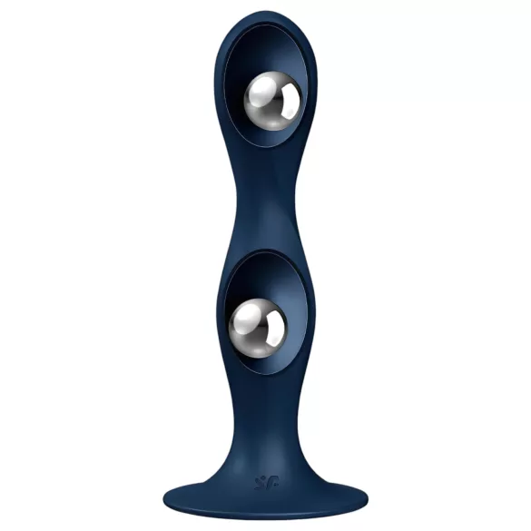 Satisfyer Double Ball-R - viktad dildo - silikon - blå